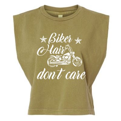 Cute Biker Hair Don't Care Quote Motorcycle Riders Cool Gift Garment-Dyed Women's Muscle Tee