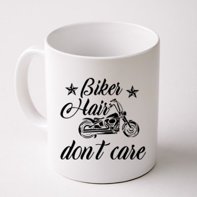 Cute Biker Hair Don't Care Quote Motorcycle Riders Cool Gift Coffee Mug