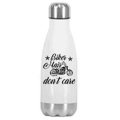 Cute Biker Hair Don't Care Quote Motorcycle Riders Cool Gift Stainless Steel Insulated Water Bottle