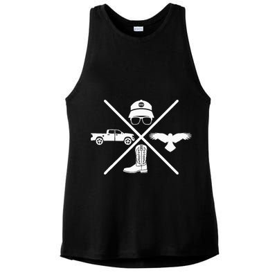 Crow Boots Hat and Truck Funny Hardy Family Ladies PosiCharge Tri-Blend Wicking Tank