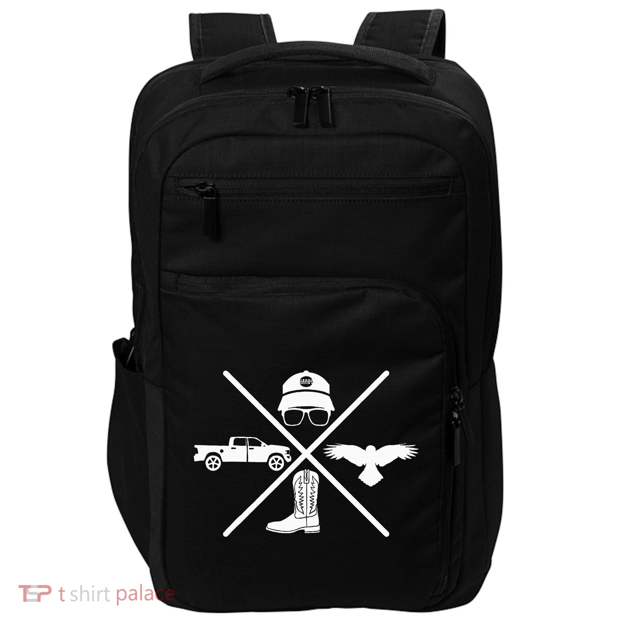 Crow Boots Hat and Truck Funny Hardy Family Impact Tech Backpack