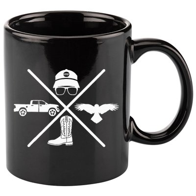 Crow Boots Hat and Truck Funny Hardy Family 11oz C Handle Ceramic Mug