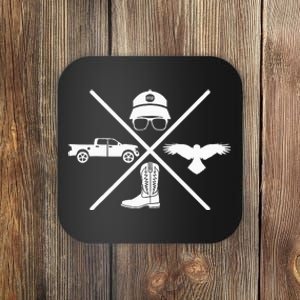 Crow Boots Hat and Truck Funny Hardy Family Coaster