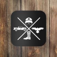 Crow Boots Hat and Truck Funny Hardy Family Coaster