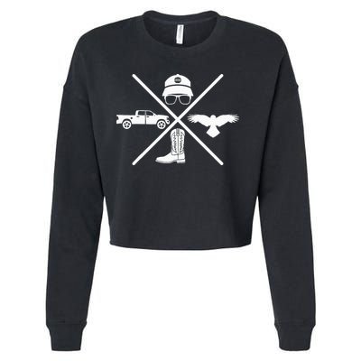 Crow Boots Hat and Truck Funny Hardy Family Cropped Pullover Crew