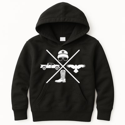 Crow Boots Hat and Truck Funny Hardy Family Kids Hoodie