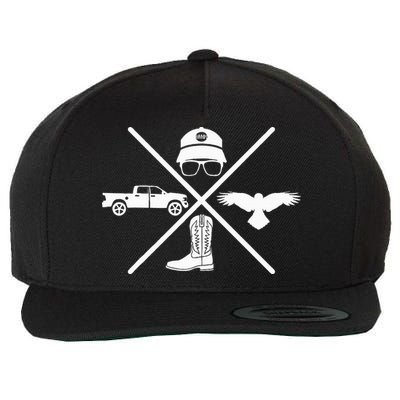 Crow Boots Hat and Truck Funny Hardy Family Wool Snapback Cap