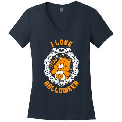 C.a.r.e Bears Halloween Trickor Sweet Bear Spooky Poster Women's V-Neck T-Shirt