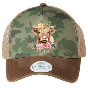 Cute Baby Highland Cow With Flowers Calf Animal Christmas Legacy Tie Dye Trucker Hat