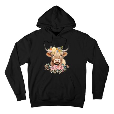 Cute Baby Highland Cow With Flowers Calf Animal Christmas Hoodie