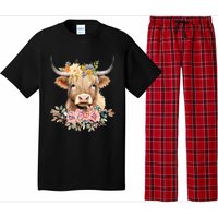 Cute Baby Highland Cow With Flowers Calf Animal Christmas Pajama Set