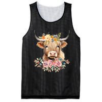 Cute Baby Highland Cow With Flowers Calf Animal Christmas Mesh Reversible Basketball Jersey Tank