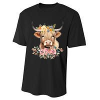 Cute Baby Highland Cow With Flowers Calf Animal Christmas Performance Sprint T-Shirt