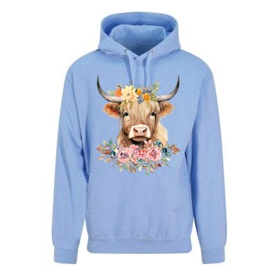 Cute Baby Highland Cow With Flowers Calf Animal Christmas Unisex Surf Hoodie