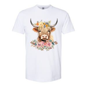 Cute Baby Highland Cow With Flowers Calf Animal Christmas Softstyle CVC T-Shirt