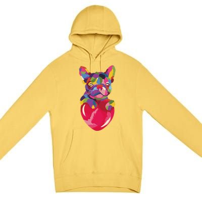 Colorful Bulldog Heart Premium Pullover Hoodie