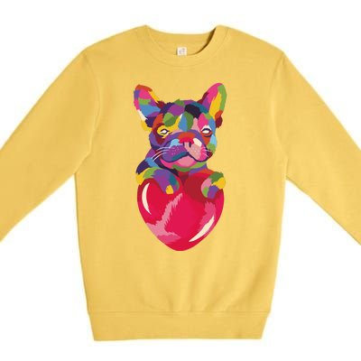 Colorful Bulldog Heart Premium Crewneck Sweatshirt