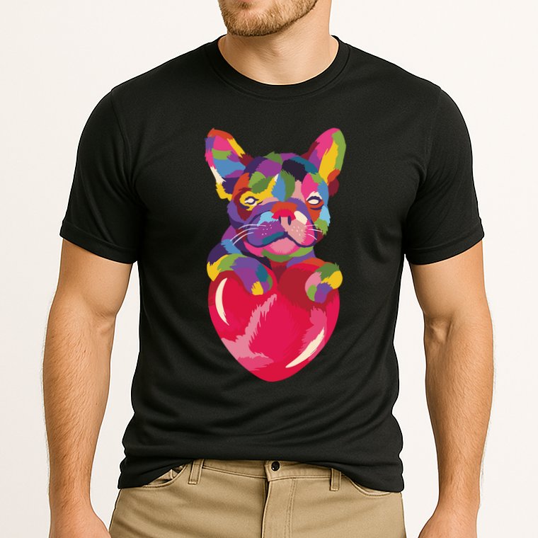 Colorful Bulldog Heart Cooling Performance Crew T-Shirt