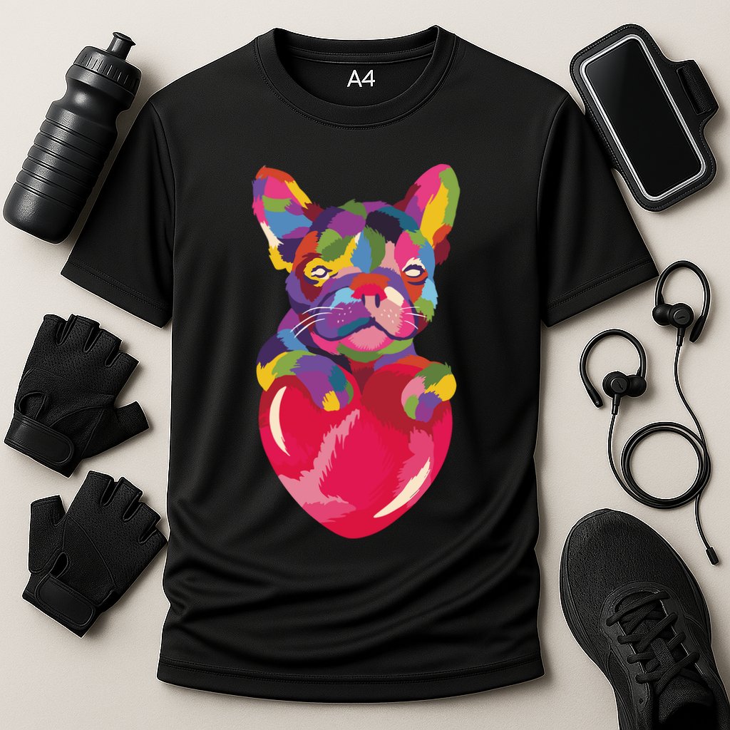Colorful Bulldog Heart Cooling Performance Crew T-Shirt