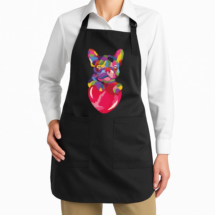 Colorful Bulldog Heart Apron