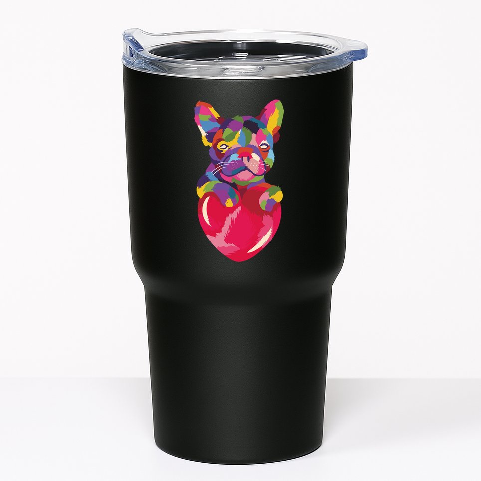 Colorful Bulldog Heart Tumbler