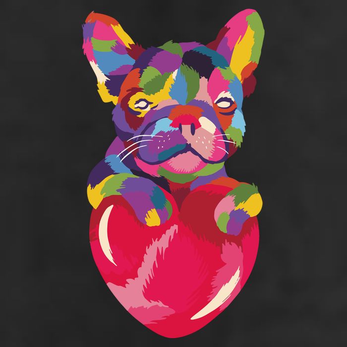 Colorful Bulldog Heart Hat