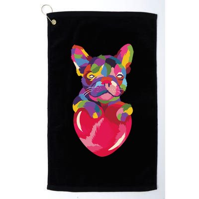 Colorful Bulldog Heart Golf Towel