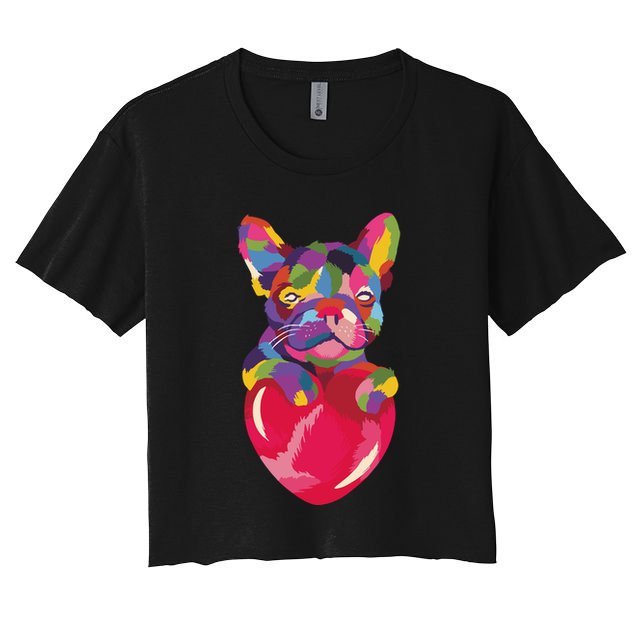 Colorful Bulldog Heart Crop Top