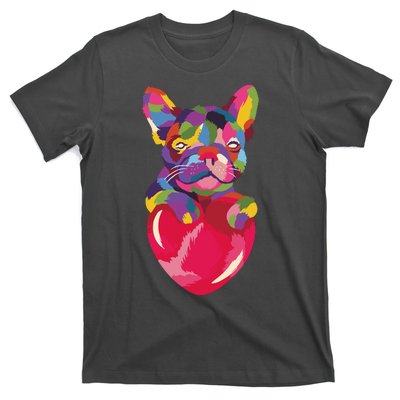 Colorful Bulldog Heart T-Shirt