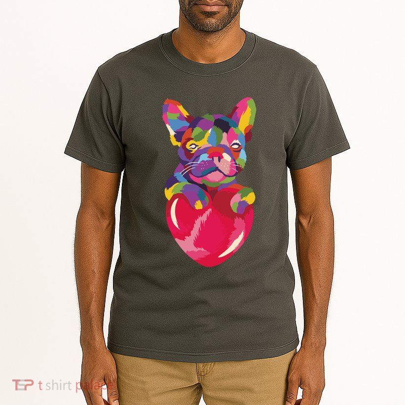 Colorful Bulldog Heart Tall T-Shirt