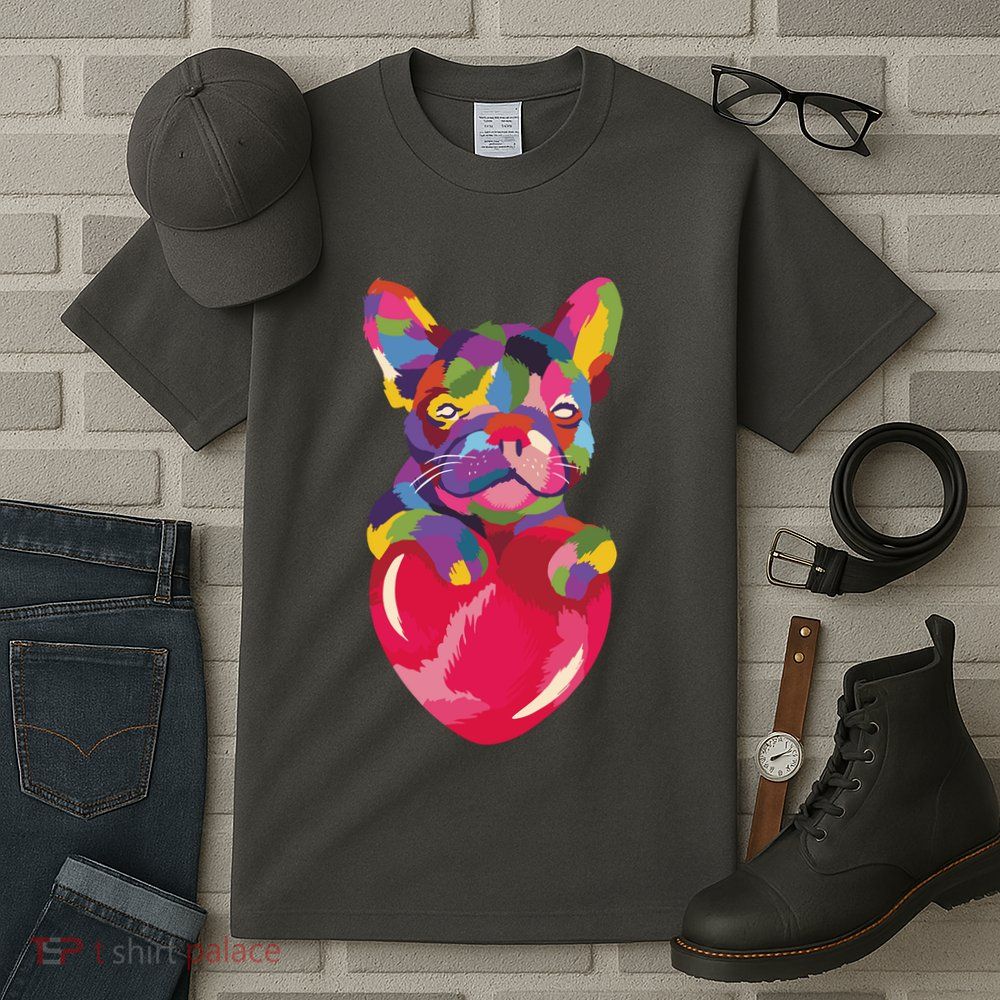 Colorful Bulldog Heart Tall T-Shirt