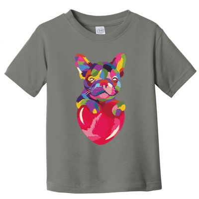 Colorful Bulldog Heart Toddler T-Shirt