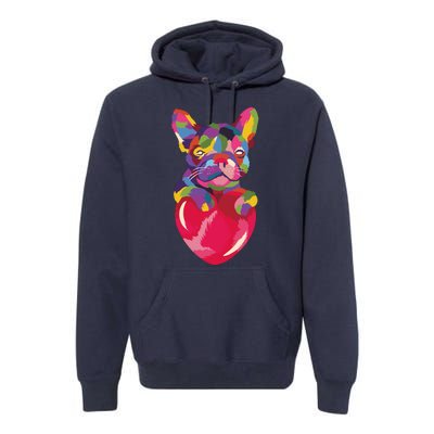 Colorful Bulldog Heart Premium Hoodie