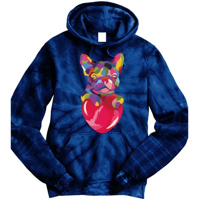 Colorful Bulldog Heart Tie Dye Hoodie