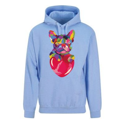 Colorful Bulldog Heart Unisex Surf Hoodie