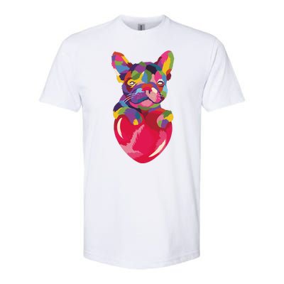 Colorful Bulldog Heart Softstyle® CVC T-Shirt