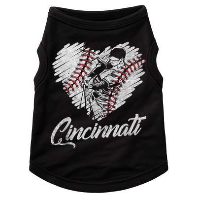 Cincinnati Baseball Heart Distressed Vintage Baseball Fans Doggie Tank