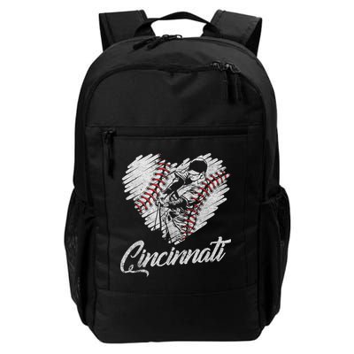 Cincinnati Baseball Heart Distressed Vintage Baseball Fans Backpack