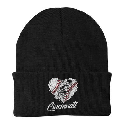Cincinnati Baseball Heart Distressed Vintage Baseball Fans Beanie