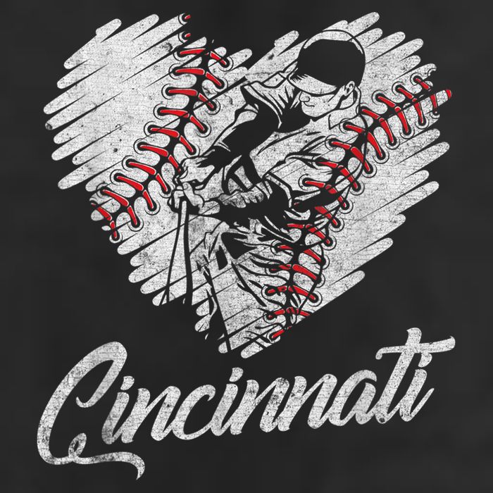 Cincinnati Baseball Heart Distressed Vintage Baseball Fans Beanie