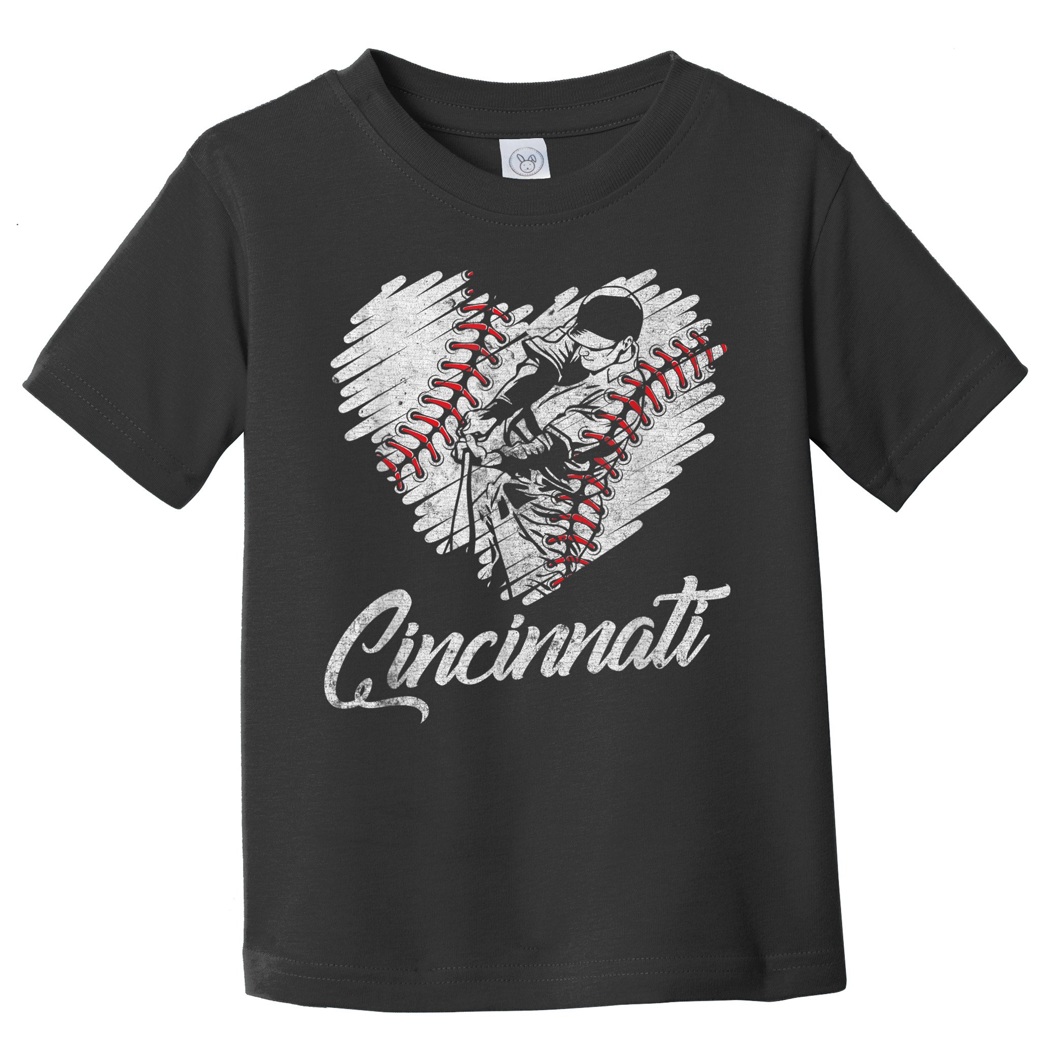 Cincinnati Baseball Heart Distressed Vintage Baseball Fans Toddler T-Shirt