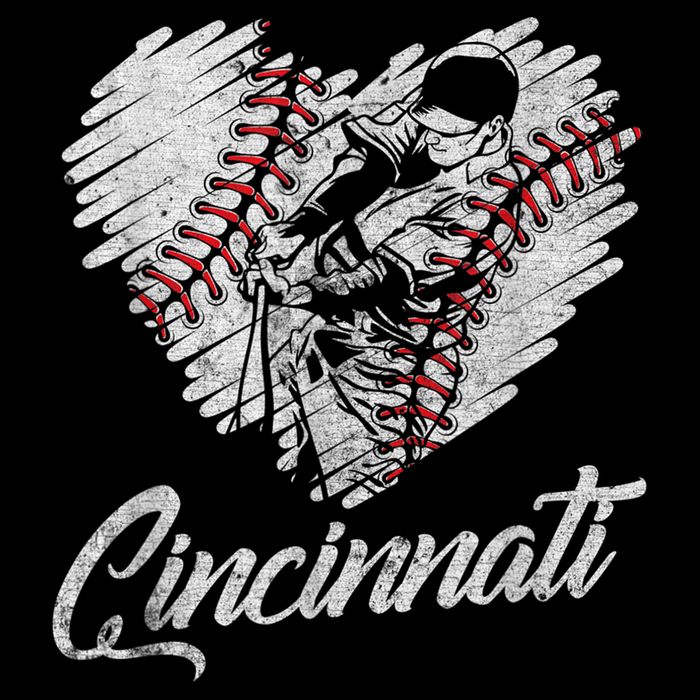 Cincinnati Baseball Heart Distressed Vintage Baseball Fans Toddler T-Shirt