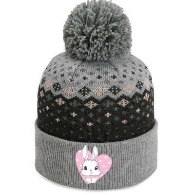 Cute Bunny Heart Pink Girly Love Rabbit Childrens The Baniff Cuffed Pom Beanie