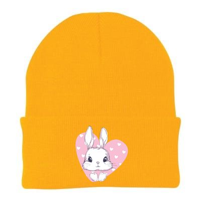 Cute Bunny Heart Pink Girly Love Rabbit Childrens Knit Cap Winter Beanie