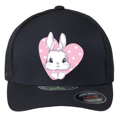 Cute Bunny Heart Pink Girly Love Rabbit Childrens Flexfit Unipanel Trucker Cap