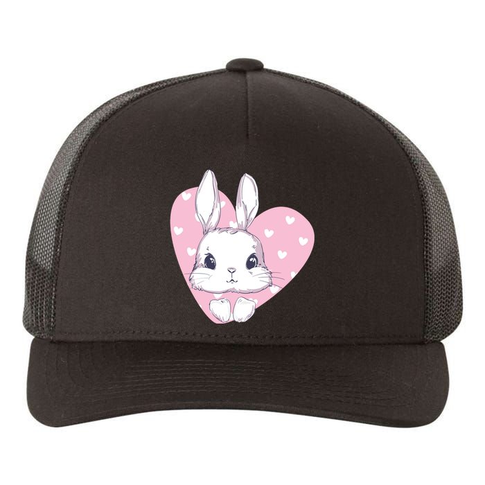 Cute Bunny Heart Pink Girly Love Rabbit Childrens Yupoong Adult 5-Panel Trucker Hat