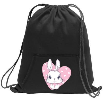 Cute Bunny Heart Pink Girly Love Rabbit Childrens Sweatshirt Cinch Pack Bag