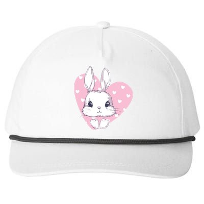 Cute Bunny Heart Pink Girly Love Rabbit Childrens Snapback Five-Panel Rope Hat