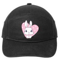 Cute Bunny Heart Pink Girly Love Rabbit Childrens 7-Panel Snapback Hat