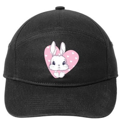 Cute Bunny Heart Pink Girly Love Rabbit Childrens 7-Panel Snapback Hat